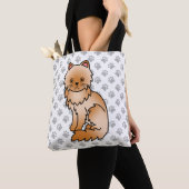 Red Persian Niedlich Cartoon Cat & Paws Tasche (Von Nahem)