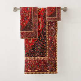 Red Persian Rug aus Mashhad Badhandtuch Set