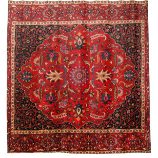Red Persian Rug aus Mashhad Duschvorhang
