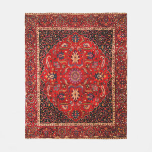 Red Persian Rug aus Mashhad Fleecedecke