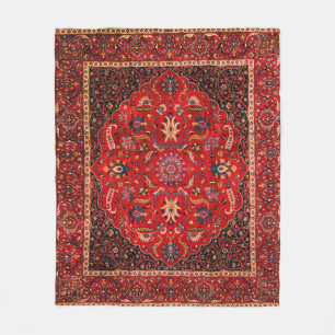 Red Persian Rug aus Mashhad Fleecedecke
