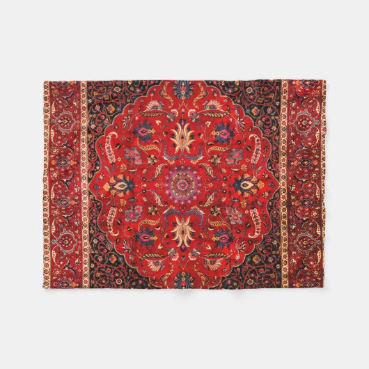 Red Persian Rug aus Mashhad Fleecedecke (Vorderseite (Horizontal))