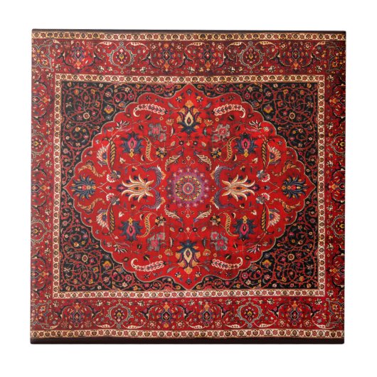 Red Persian Rug aus Mashhad Fliese (Vorderseite)