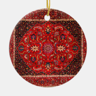 Red Persian Rug aus Mashhad Keramikornament