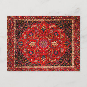 Red Persian Rug aus Mashhad Postkarte