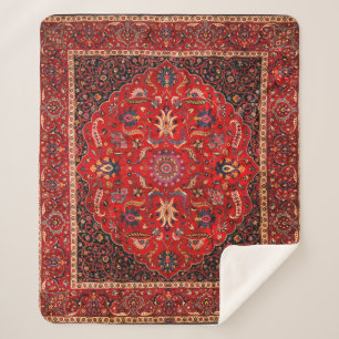 Red Persian Rug aus Mashhad Sherpadecke