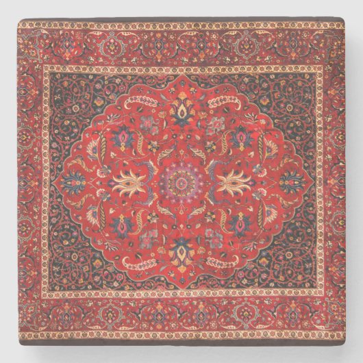 Red Persian Rug aus Mashhad Steinuntersetzer (Vorderseite)