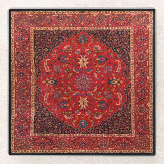 Red Persian Rug aus Mashhad Untersetzer (Vorderseite)