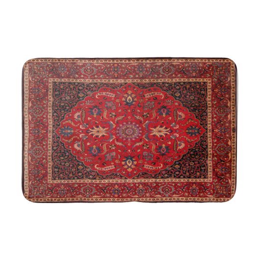 Red Persian Rug from Mashhad Bath Mat Badematte (Vorderseite)