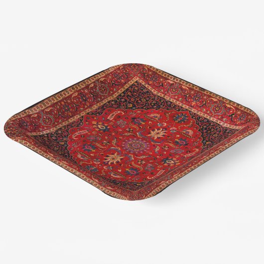 Red Persian Rug from Mashhad Paper Plate Pappteller (Gewinkelt)