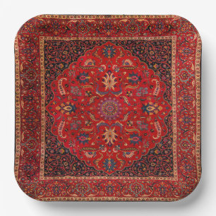 Red Persian Rug from Mashhad Paper Plate Pappteller