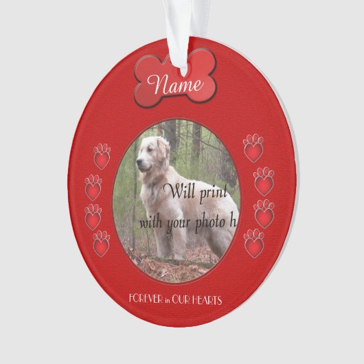 Red Personaized Heart Shaped Paw Prints Ornament (Vorderseite)