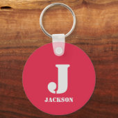 Red Personal Monogram Schlüsselanhänger (Rückseite)