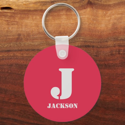 Red Personal Monogram Schlüsselanhänger (Rückseite)