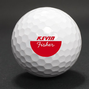 red personalised golfer-ball golfball