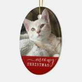 Red Personalisiert Cat Foto Meowy Weihnachtsfest O Keramik Ornament (Links)