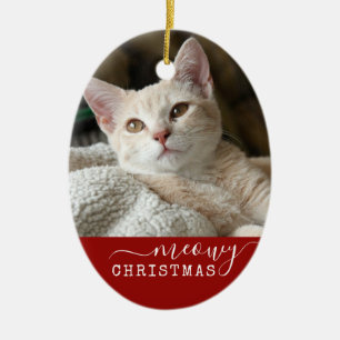 Red Personalisiert Cat Foto Meowy Weihnachtsfest O Keramik Ornament