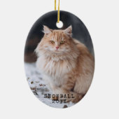 Red Personalisiert Cat Foto Meowy Weihnachtsfest O Keramik Ornament (Hinten)