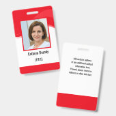 Red Personalisiert Employee, Foto, Bar Code & Logo Ausweis (Vorder- & Rückseite)