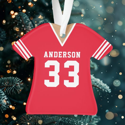 Red Personalisiert Football Jersey Ornament