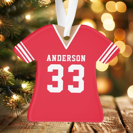 Red Personalisiert Football Jersey Ornament