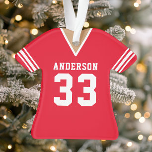 Red Personalisiert Football Jersey Ornament