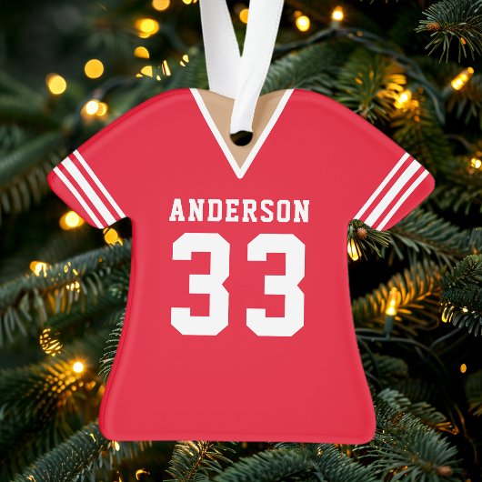 Red Personalisiert Football Jersey Ornament