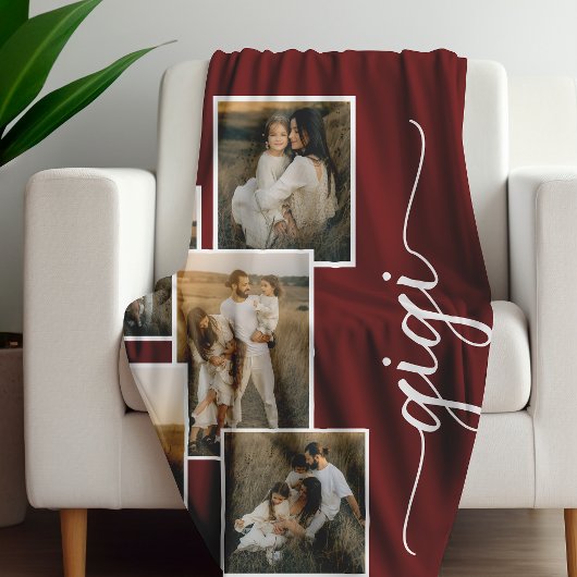 Red Personalisiert Gigi Grandkid 5 Fotocollage Fleecedecke