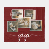 Red Personalisiert Gigi Grandkid 5 Fotocollage Fleecedecke (Vorderseite (Horizontal))