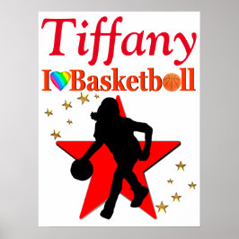 RED PERSONALISIERT GIRL'S BASKETBALL POSTER