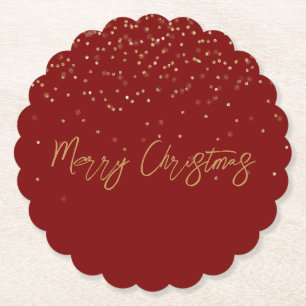 Red Personalisiert Gold Name Glitzer Sparkle Dots Untersetzer