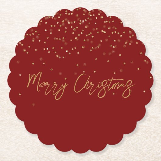 Red Personalisiert Gold Name Glitzer Sparkle Dots Untersetzer (Vorderseite)