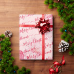 Red Personalisiert Merry Christmas Script Floral W Geschenkpapier<br><div class="desc">Weihnachts-Geschenkpapier mit eigenem roten,  modernen "Frohe Weihnachten"-Skript auf rot-rosa Aquarell floralen Hintergrund.</div>