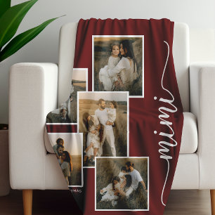 Red Personalisiert Mimi Grandkid 5 Fotocollage Fleecedecke