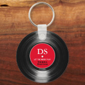 Red personalisiert music vinylrecord Schlüsselanhä Schlüsselanhänger (Rückseite)