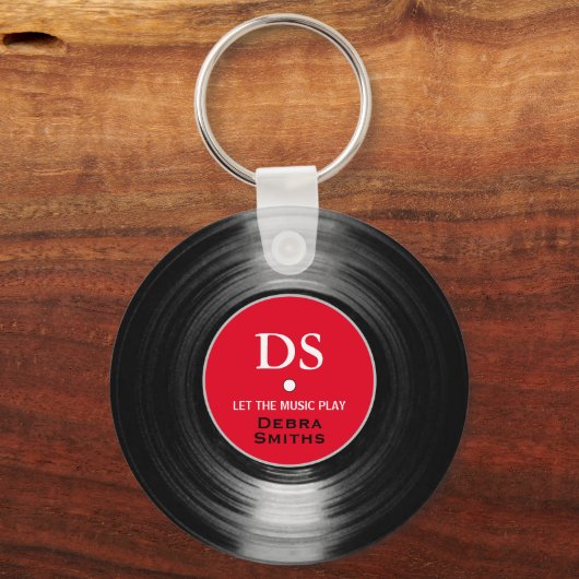 Red personalisiert music vinylrecord Schlüsselanhä Schlüsselanhänger (Vorderseite)