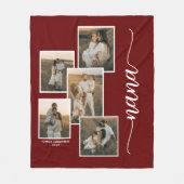 Red Personalisiert Nana Grandkid 5 Foto Collage Fleecedecke (Vorderseite)