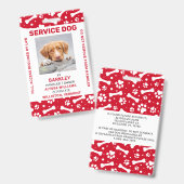 Red Personalisiert Paw Prints Service Dog Foto ID Ausweis (Vorder- & Rückseite)