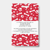 Red Personalisiert Paw Prints Service Dog Foto ID Ausweis (Rückseite)