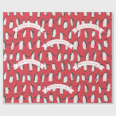 Red Personalisiert Pinguin Pattern Geschenkpapier (Flach)