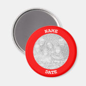 Red Personalisiert Round Foto Border Magnet (Vorderseite/Rückseite)