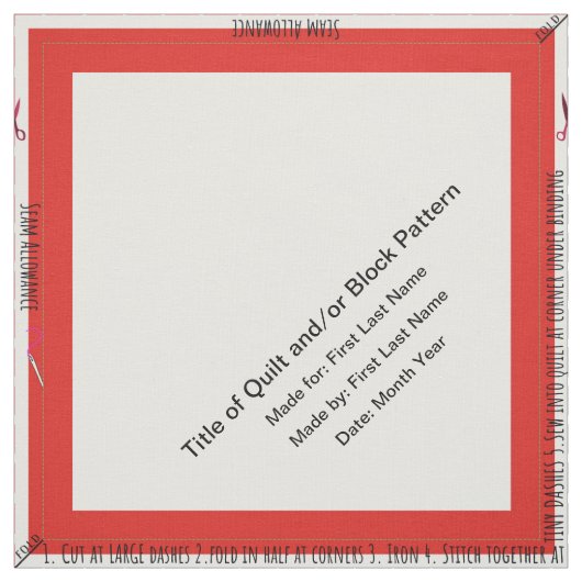 Red Personalisiert Simple Quilt Label Corner Stoff (Muster)