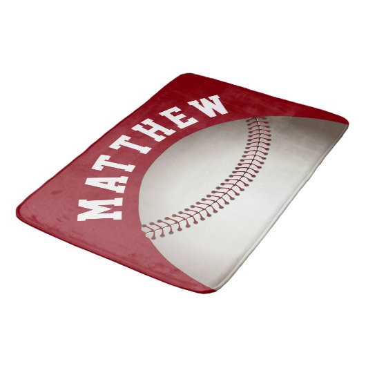 Red Personalisiert Sports Baseball Design Badematte (Schrägansicht)