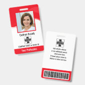 Red Personalisierte Mitarbeiter, Foto, Bar Code un Ausweis (Vorder- & Rückseite)