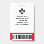 Red Personalisierte Mitarbeiter, Foto, Bar Code un Ausweis (Rückseite)