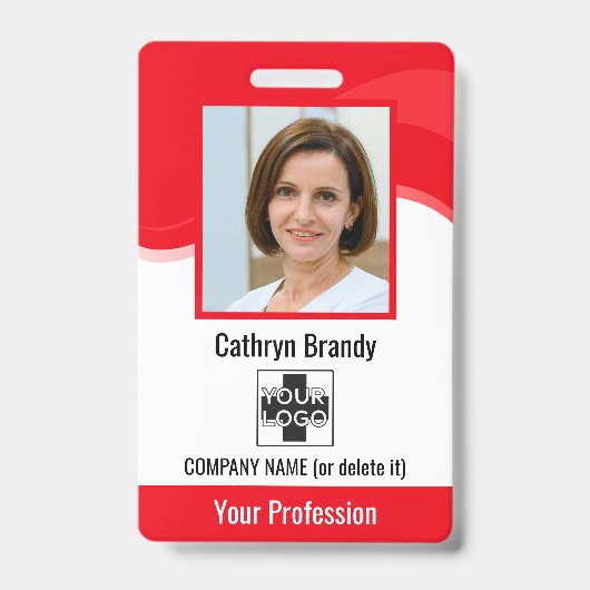 Red Personalisierte Mitarbeiter, Foto, Bar Code un Ausweis (Vorderseite)