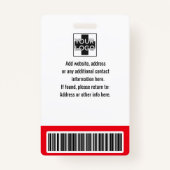 Red Personalisierte Mitarbeiter, Foto, Bar Code un Ausweis (Rückseite)