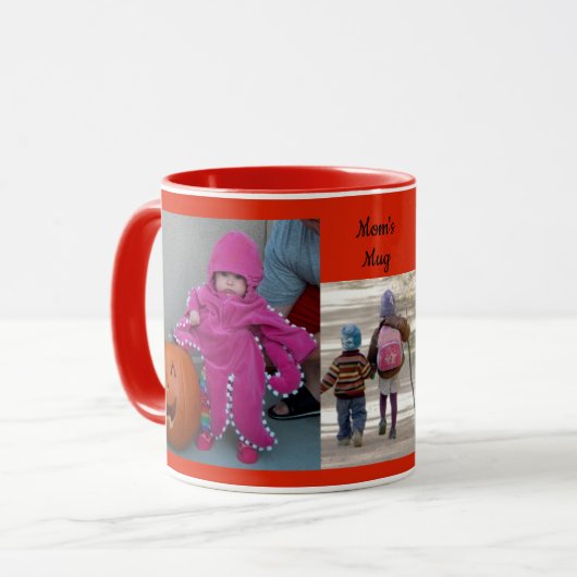 Red Personalize 3 FOTO TEMPLATE Geschenk Kaffee Tasse (Vorderseite Links)