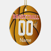 Red Personalize Basketball Number Ornament (Rechts)