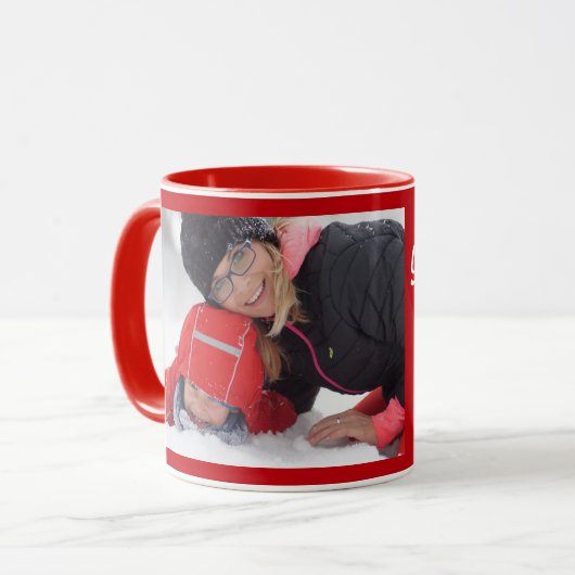 Red Personalize Foto Template Geschenk Kaffee Tass Tasse (Vorderseite Links)